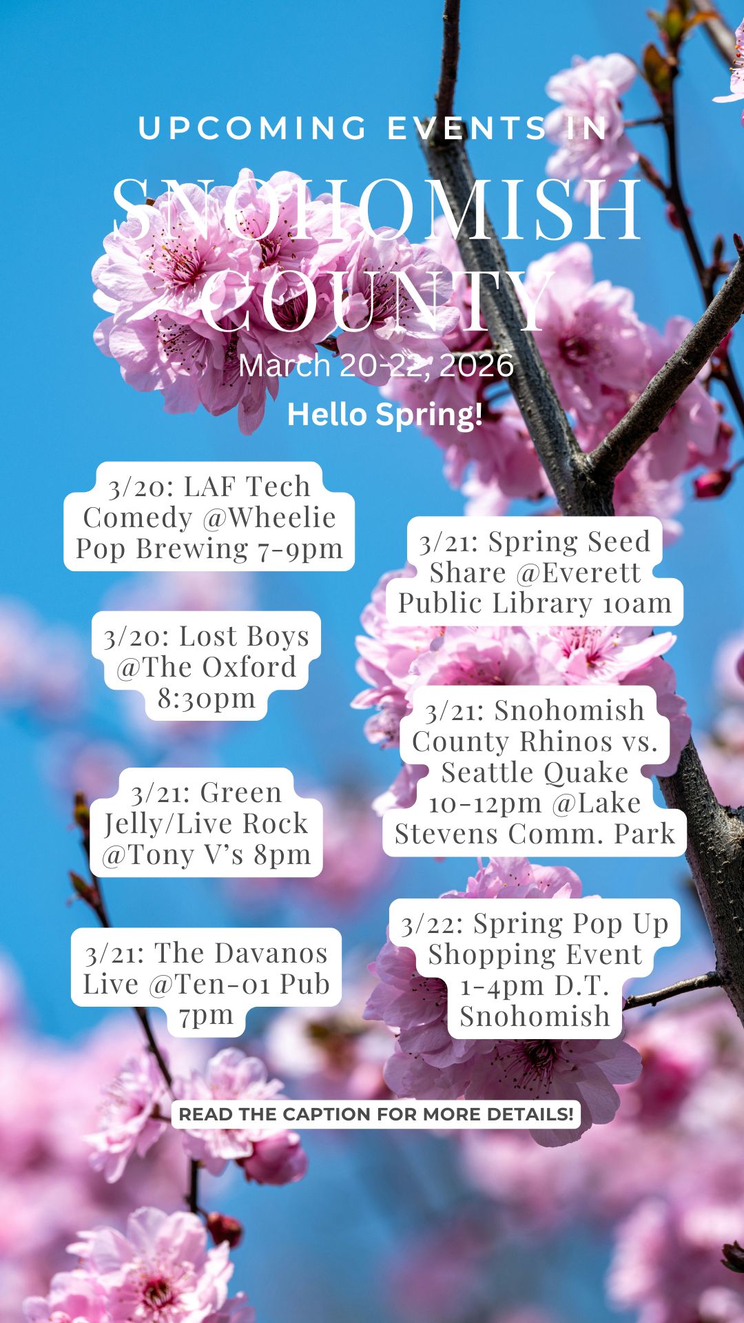 Snohomish County Upcoming Events 03/20/2026